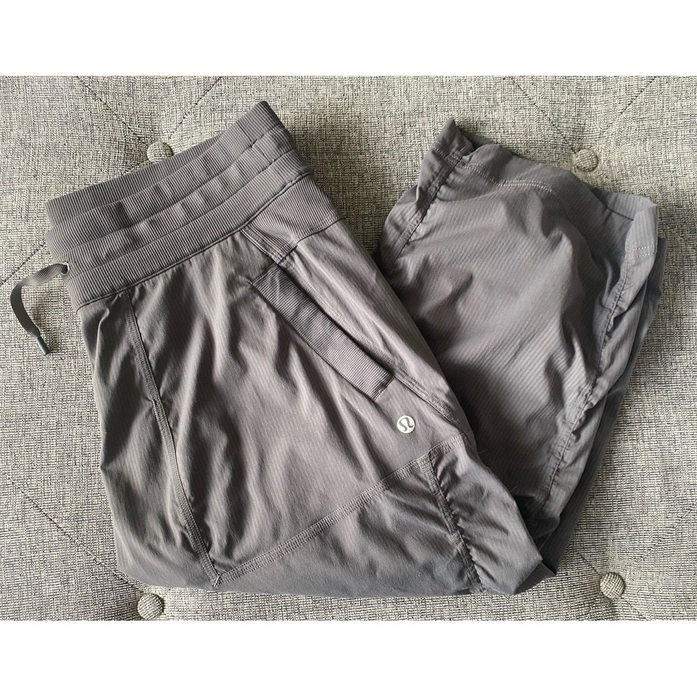 Lululemon Street To Studio Crop Pants Size 8 Grey Ruched Drawstring Cropped - Picture 5 of 6